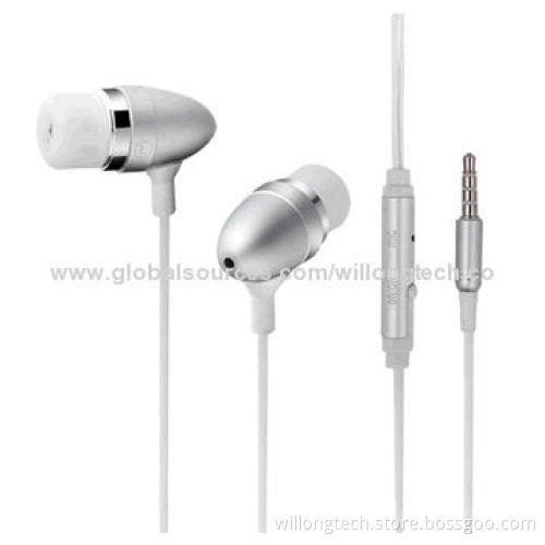 Fashionable and Colorful Alloy Metallic Earphones with Plastic Microphone, 32 Ohms Impedance